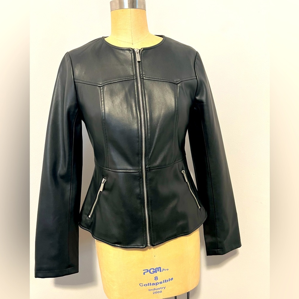 Zara PU jacket with peplum seam